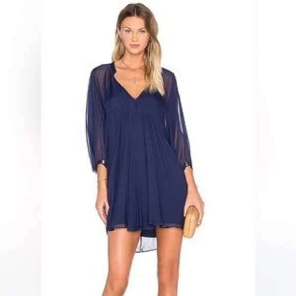 DIANE VON FURSTENBURG DVF Silk Fluerette Dress NWT 0 Navy - Picture 1 of 9